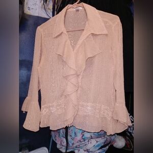 Jaipur Sheer Ruffled Long Sleeve Shirt